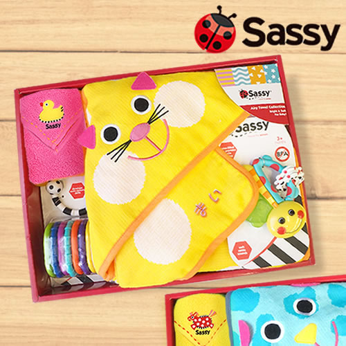 出産祝いギフトセット Sassy poppin' partyおむつケーキ＆はじめてのおとつみき おとつむ（お名前プレート付き）