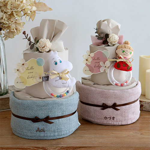 【出産祝い】ムーミンナチュラルタオルおむつケーキ