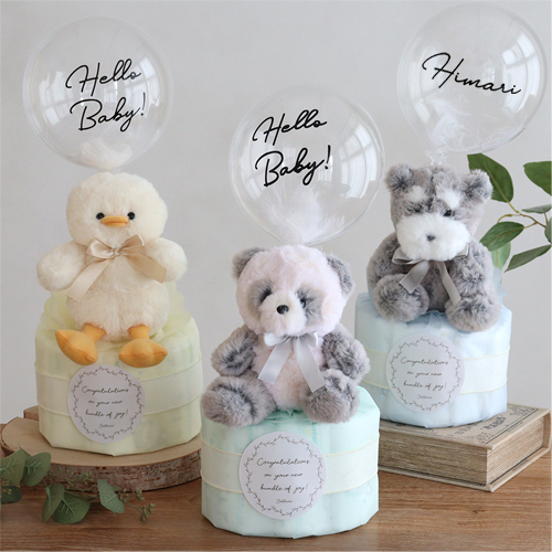 【出産祝い】tinoふわぬいバルーンおむつケーキ