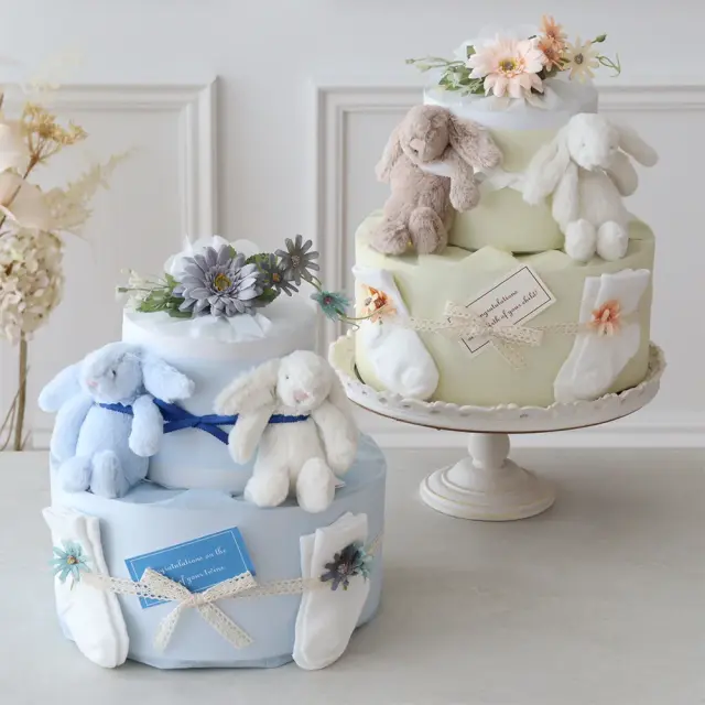 【おむつケーキ 双子】ジェリーキャットツインズ おむつケーキ